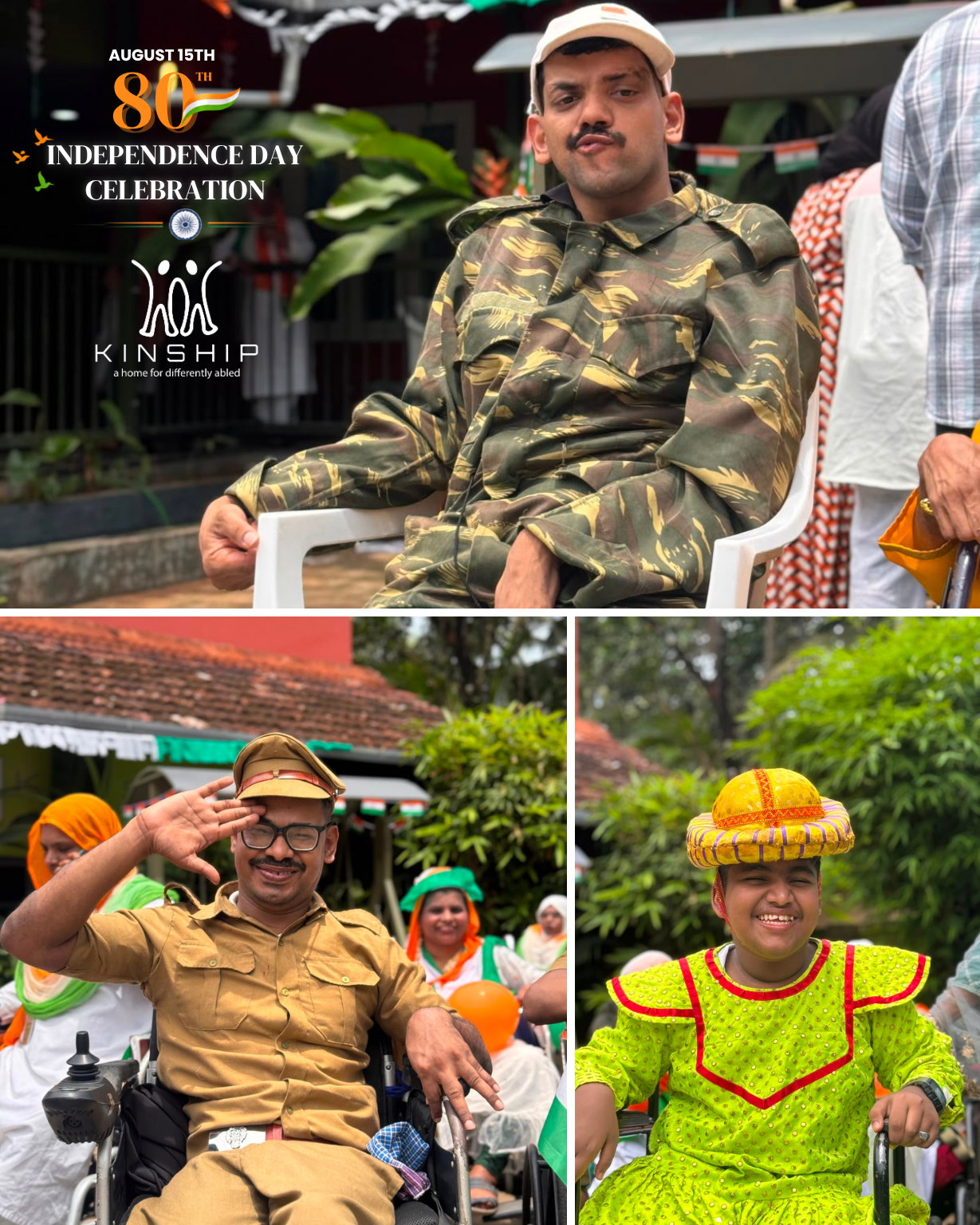 Kinship participants wearing military, police, and cultural costumes