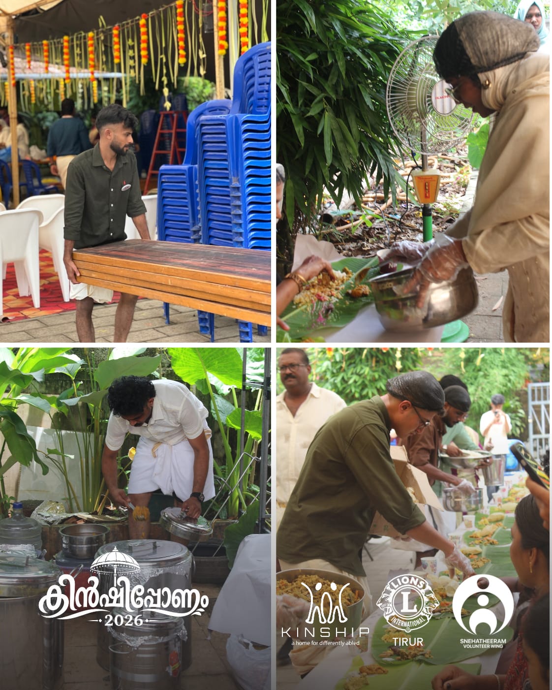 Volunteers and participants preparing for the Onam programme